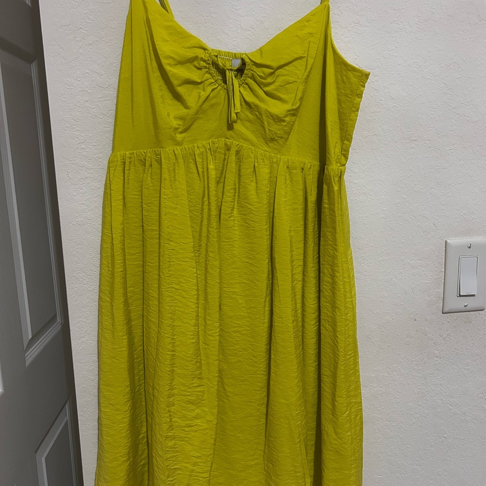 Nine West Lime Green Midi Sundress with Tie Front